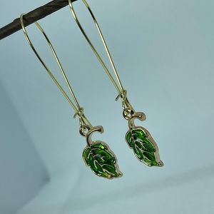 Tropical leaf kidney wire earrings